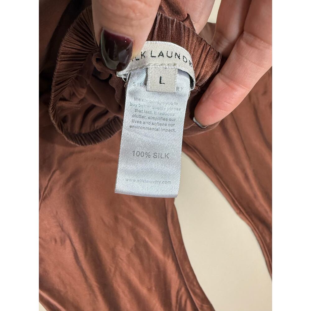 Silk Laundry Brown Bias Cut silk Pants Large - Picture 5 of 6